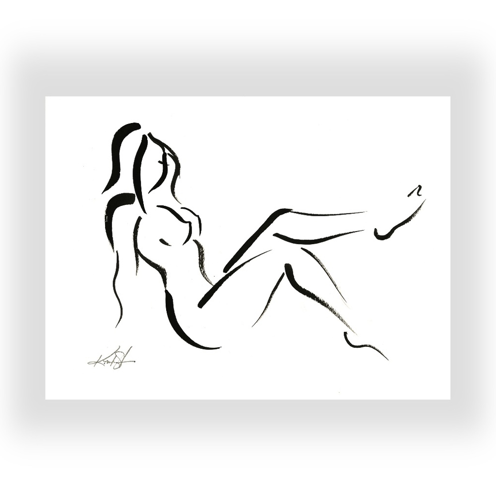 Original Ink Painting - Brushstroke Nude Goddess 12